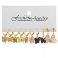thumbnail image 1 of EOEMY Women Gold Plated Butterfly Hoop Earrings Hoop Stud Snake Pearl Resin Jewelry-23 Butterfly 5Pairs, 1 of 9