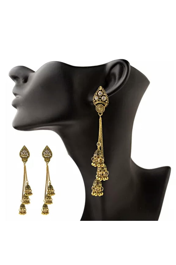 Women Jewelry Bohemia Indian Charm Gold&Silver Pendant Fashion Retro Earrings-Gold