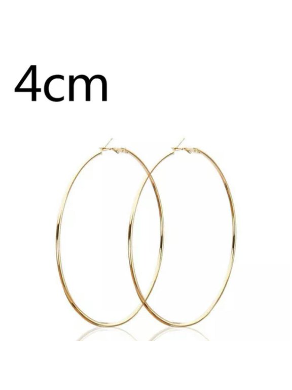 Women Large Circle Earring Smooth Big Hoop Earrings Exaggerated Ear Dangle Gift-Gold-4Cm