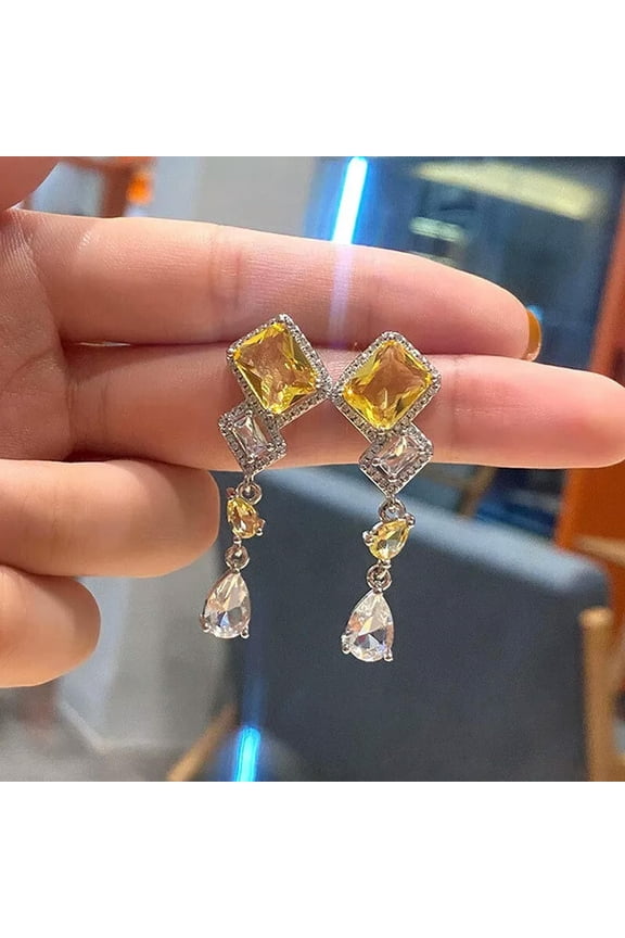 Women Luxury Cubic Zirconia Drop Earrings Wedding Gift 925 Silver Filled Jewelry