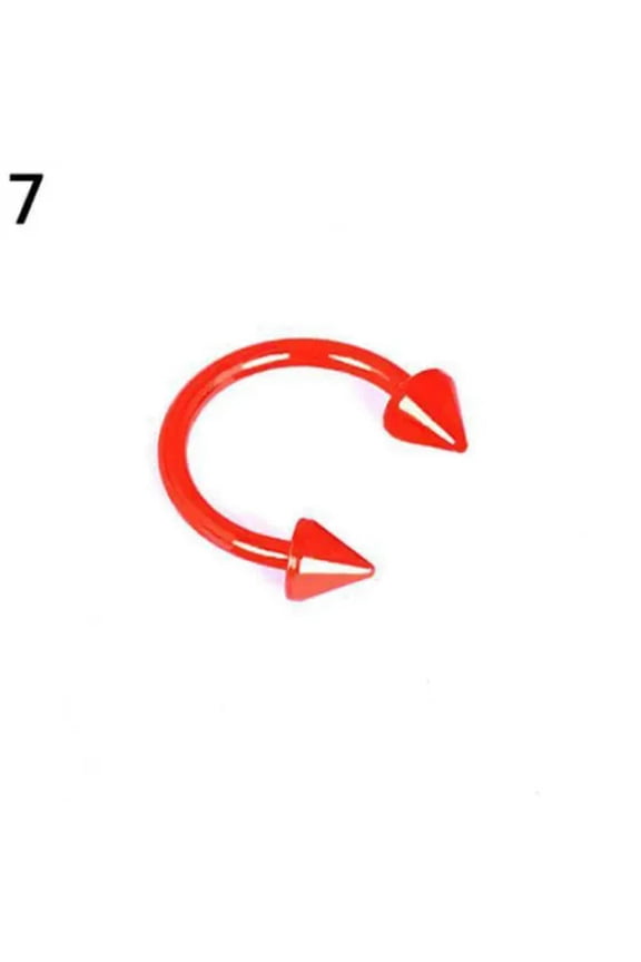 Women Men Horseshoe Fake Nose Ring Hoop Lip Body Piercing Ear Ring Jewelry Gifts-Dark Red