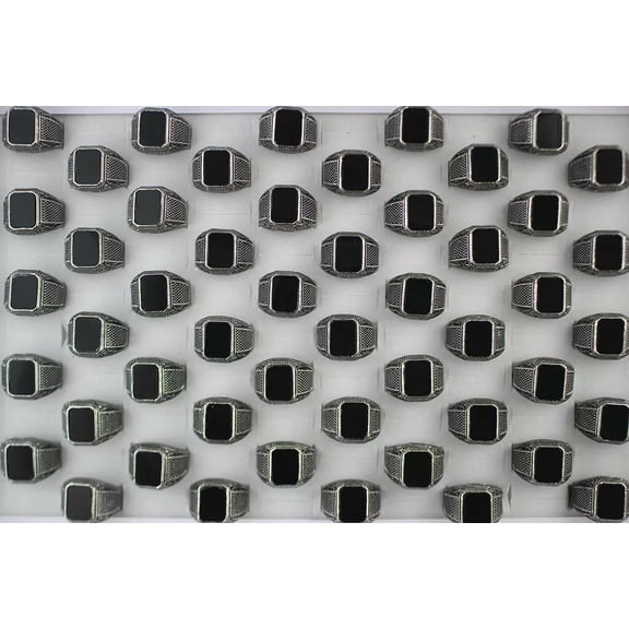 EOEMY Women/Men Jewelry Wholesale Bulk Lots 30Pcs Black Rectangle Shell Rings