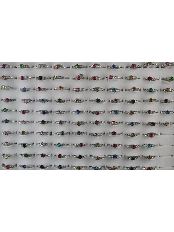 Women'S Jewelry Wholesale Bulk Lots 30Pcs Cute Full Round Rhinestone Rings