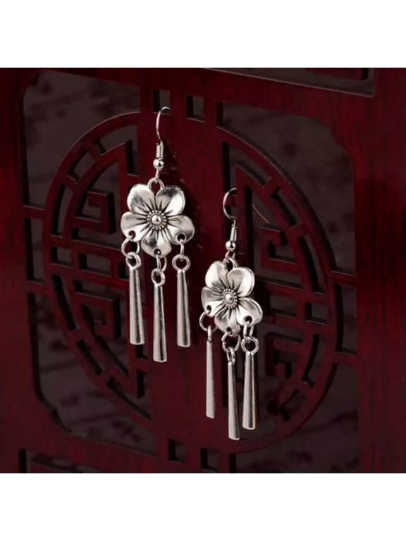 Women Vintage Fashion Bohemian Boho Multi-Color Beads Dangle Alloy Drop Earring-4004-08