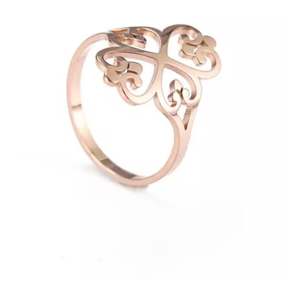 EOEMY Women Vintage Filigree Flower Finger Rings Stainless Steel Ring Wedding Jewelry