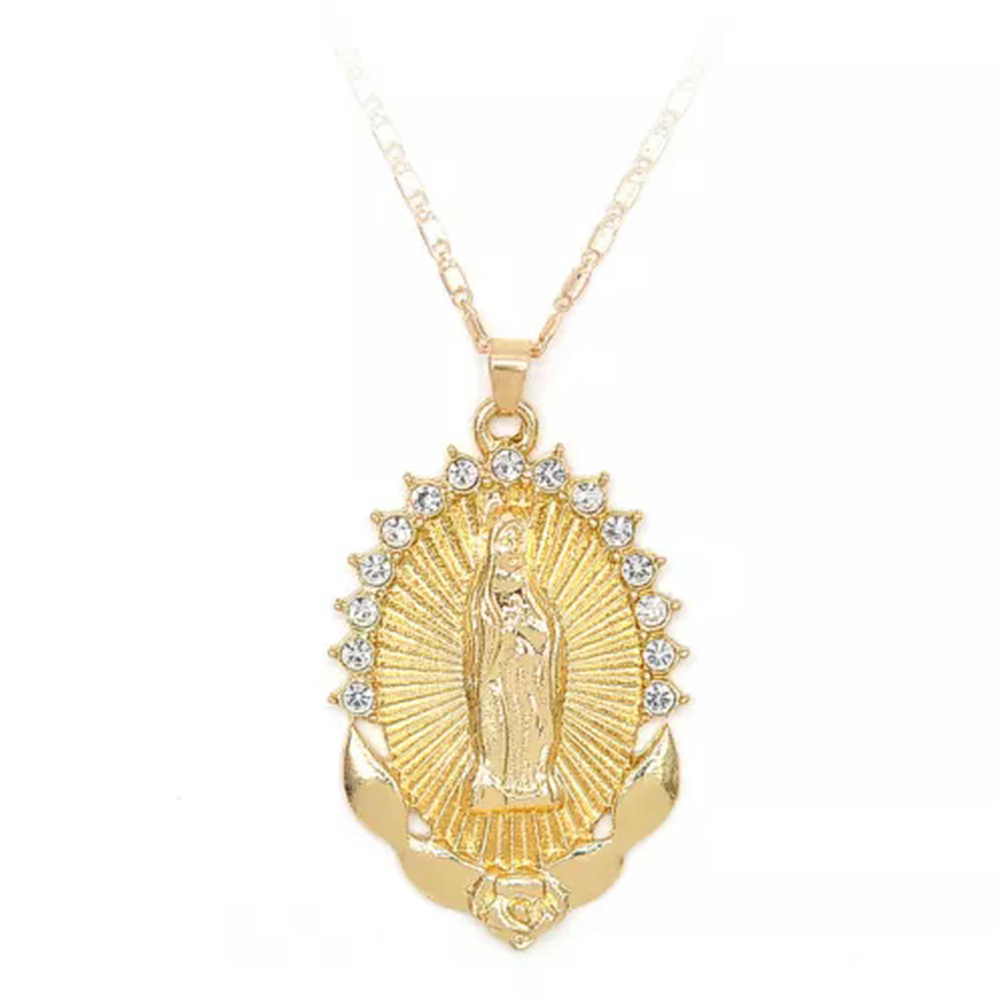 EOEMY Women Virgin Mary Pendant Necklace Overlay Religious Catholic ...