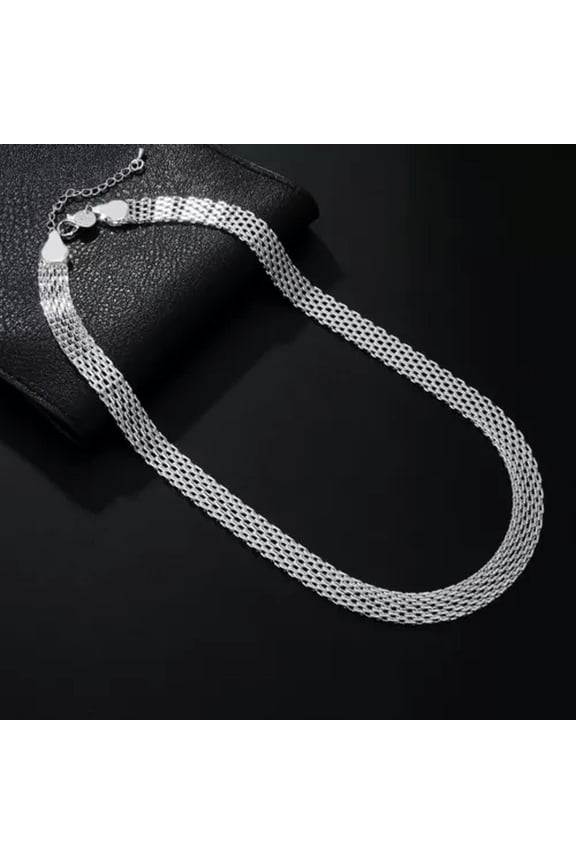 Xmas Gift 925Sterling Silver 10mm 18" Wide Mesh Unisex Chains Necklace Ln010