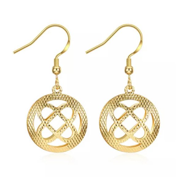 EOEMY Yellow Gold Plated Earrings Drop Dangle Fish Hook Clasp L655-Gold Plated