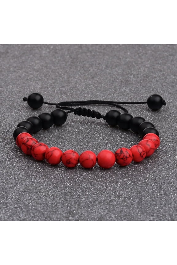 Yoga Red & Black Matte Agate Beaded Bracelets Mala Energy Bracelets Jewelry Gift