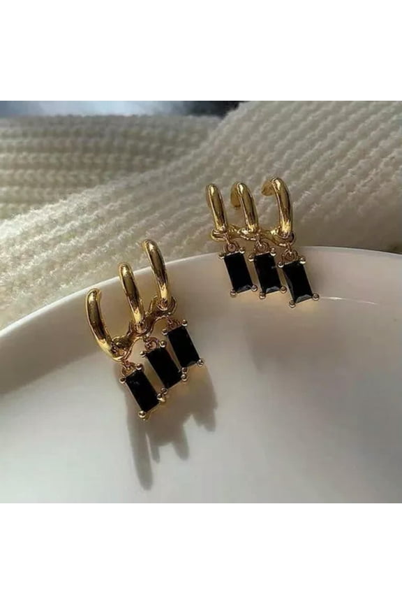 Zircon Claw Shaped Earrings Ear Cuff Ear Wrap Women Wedding Party Jewelry Gift-13-Gold Black Zircon
