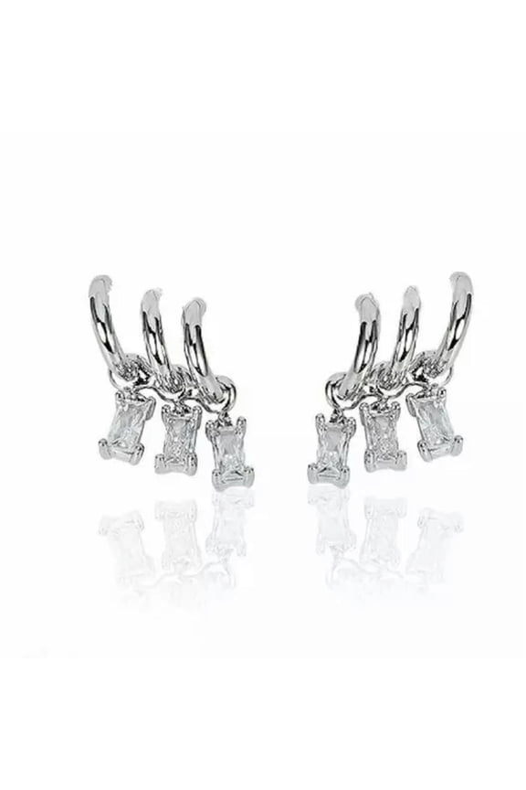 Zircon Claw Shaped Earrings Ear Cuff Ear Wrap Women Wedding Party Jewelry Gift-15-Silver Zircon