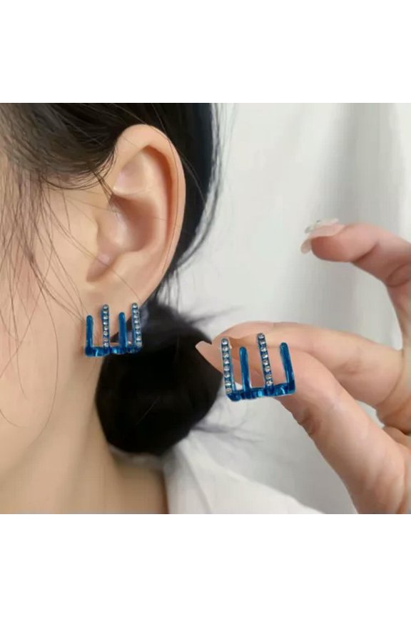 Zircon Claw Shaped Earrings Ear Cuff Ear Wrap Women Wedding Party Jewelry Gift-3-Blue Claw