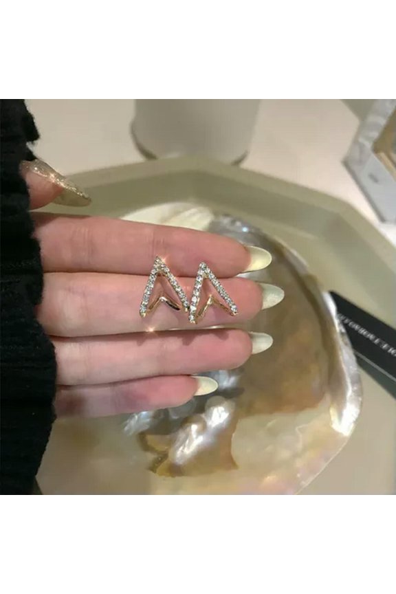 Zircon Claw Shaped Earrings Ear Cuff Ear Wrap Women Wedding Party Jewelry Gift-6-V-Shape