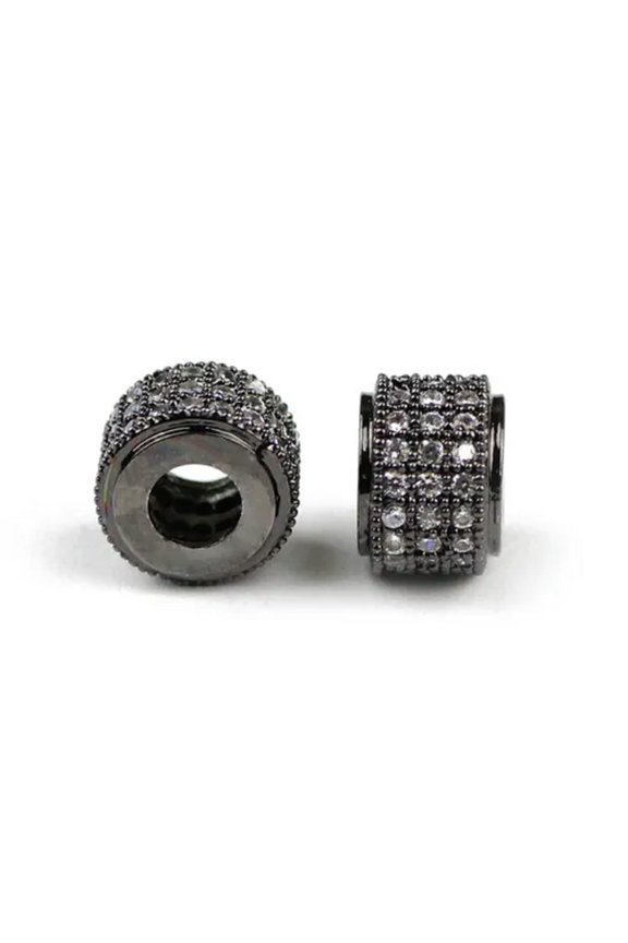 Zircon Geometric Copper Spacer Beads Crystal Cz Charms Loose Beads For Jewelry-Black