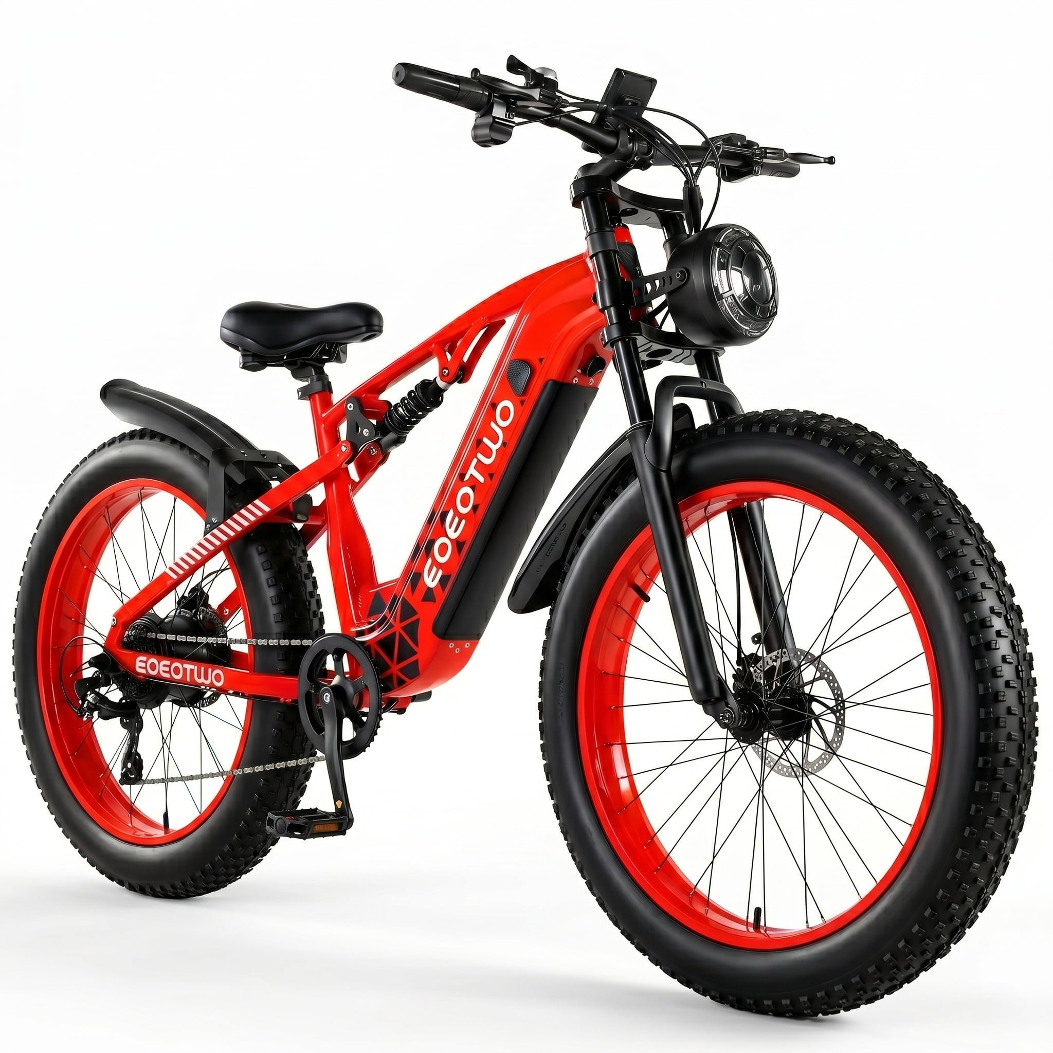 EOEOTWO 1500W Electric Bike for Adults, 26" x 4.0 Fat Tire Ebike with 48V 17.5Ah Battery, 34MPH Fast Mountain E-Bike, Dual Suspension, 396LBS Load, UL 2849 Certified Electric Bicycle