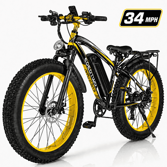 EOEOTWO E01 Electric Bike, UL 2849 Certified, 1500W Peak Motor, Up to 34 MPH, 48V 15Ah Battery, Up to 60 Miles, 26" x 4" Fat Tire Off-Road E-Bike for Adults