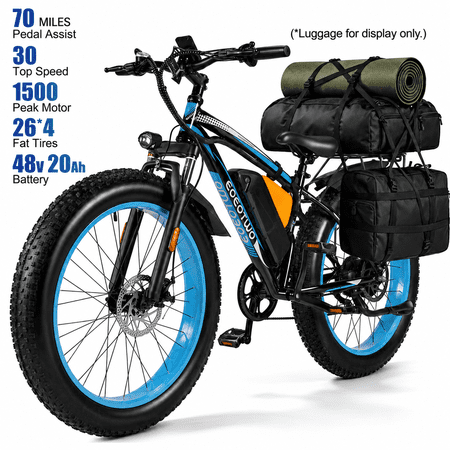EOEOTWO 26" x 4.0 Fat Tire Electric Bike for Adults, Powerful Motor, 48V 20Ah Removable Battery, Long Range 7-Speed Mountain E-Bike for Off-Road, UL2849