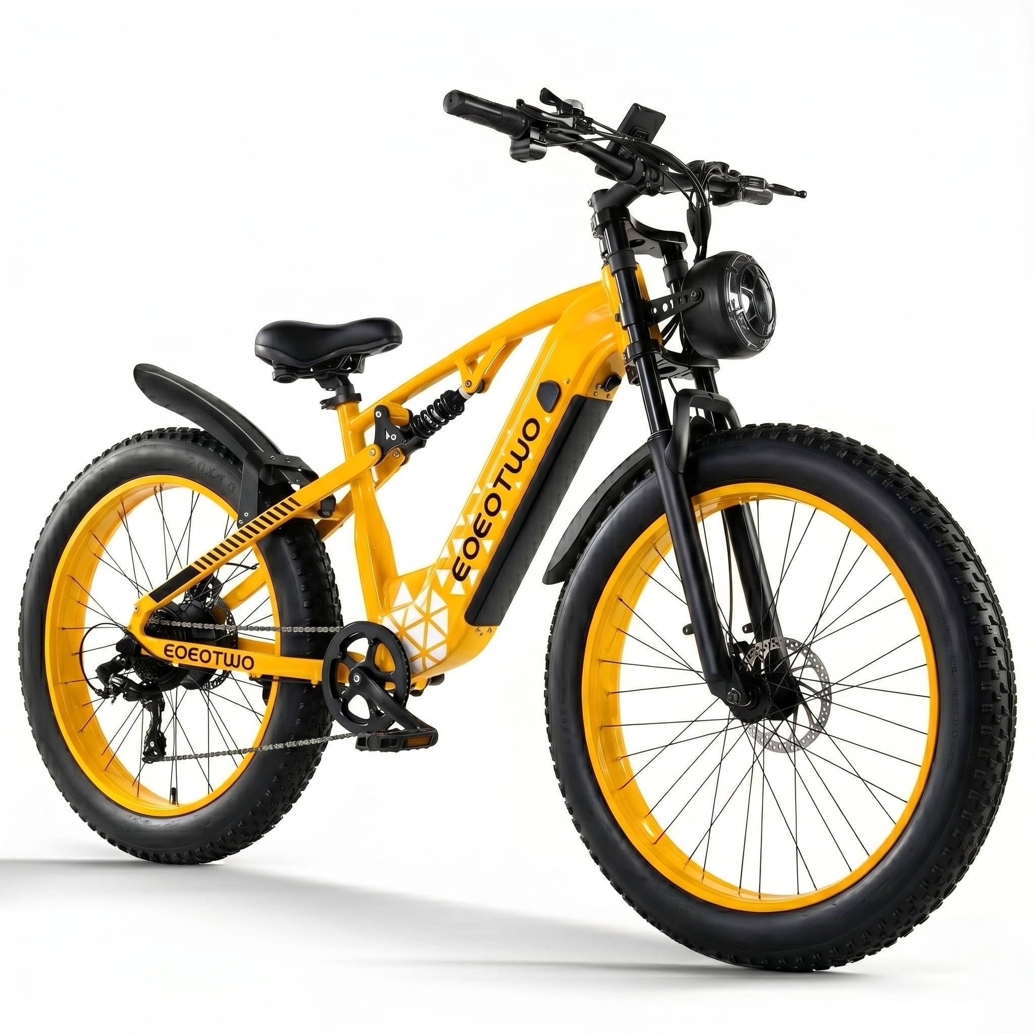 EOEOTWO 1500W Electric Bike for Adults, 34MPH Fast Ebike with 48V 17.5Ah Removable Battery, 26" x 4.0 Fat Tire Mountain Bike, Full Suspension Electric Bicycle, 396 lbs Max Load, UL 2849