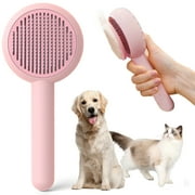 EOIVSH Cat Brush with Release Button, Pet Brush, Self-Cleaning Sliker Brush with One Click, Grooming Brush for Cat Dog(Pink)