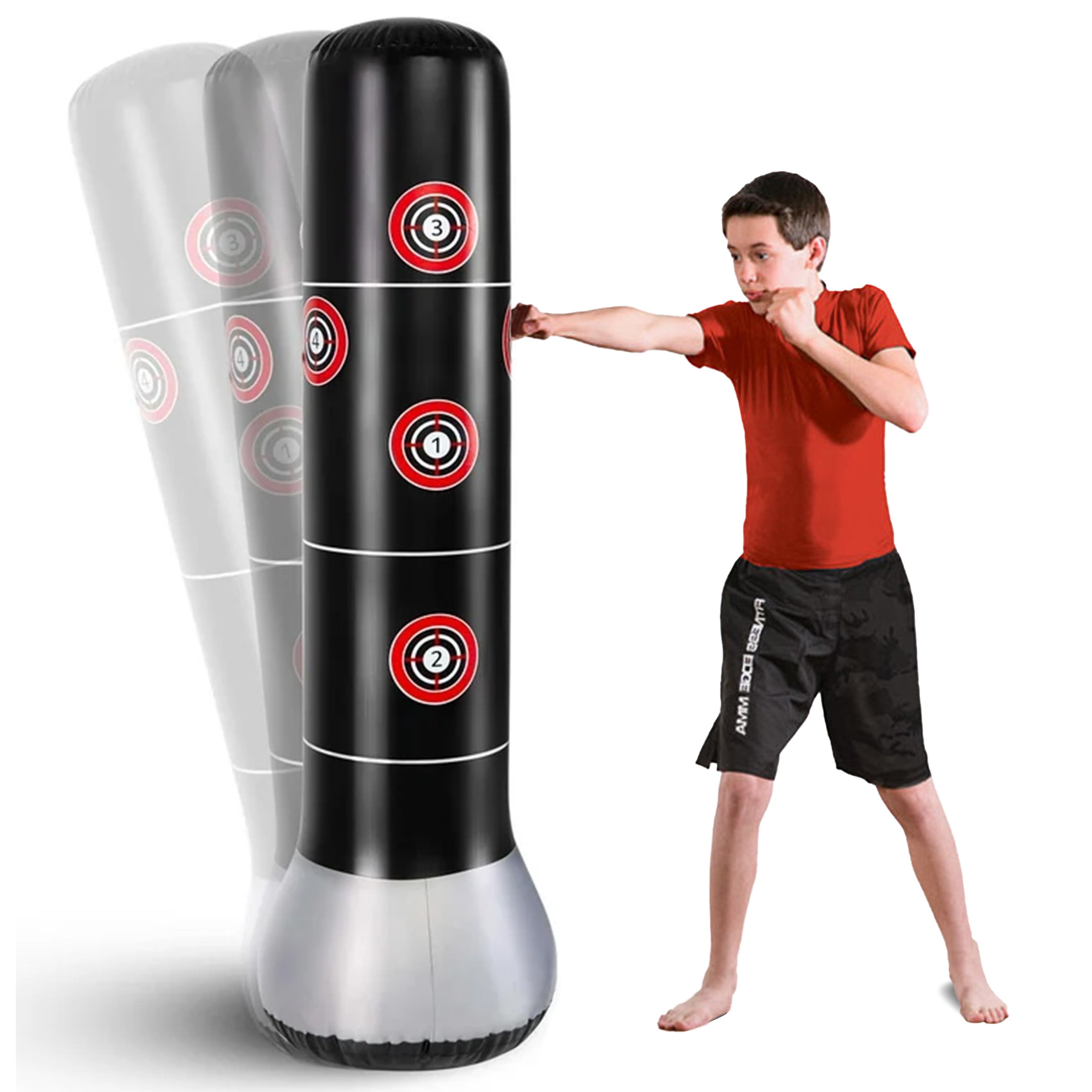 EOIVSH Freestanding Punching Boxing Bag for Kids and Adults,Inflatable Stress Punch Tower Boxing Speed Bag, Black