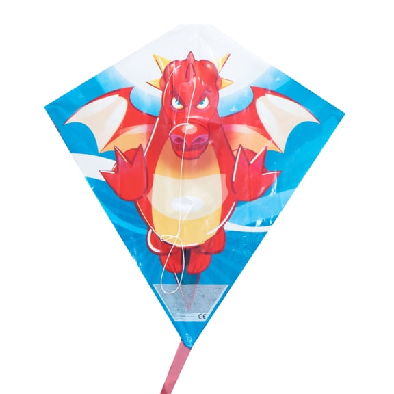 EOLO KITES Ready2Fly 22" Plastic Diamond Kite, Dragon. Ages 4+.