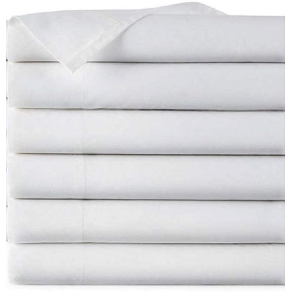EOM Linens Twin Size Flat Sheets, T180 Thread Count Cotton/Poly, 66x104 in,White, (Pack of 12) Great for Home, Salons, Spas, Hotel, Institutional & Hospital use.