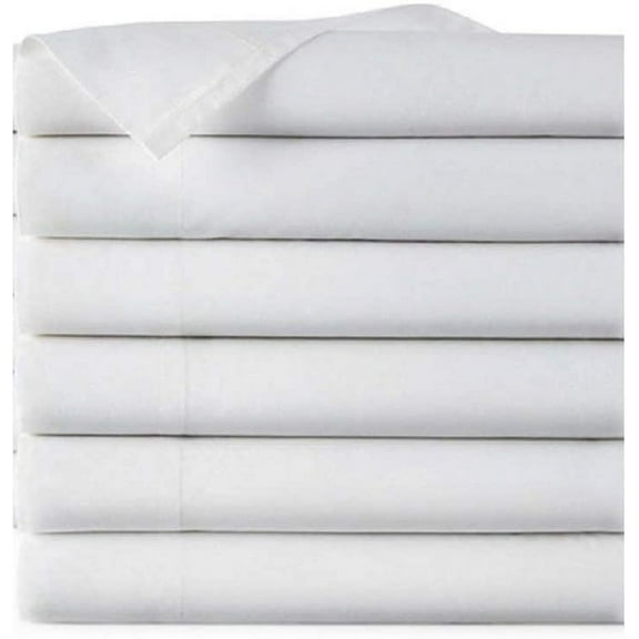 EOM Linens Twin Size Flat Sheets, T180 Thread Count Cotton/Poly, 66x104 in,White, (Pack of 4) Great for Home, Salons, Spas, Hotel, Institutional & Hospital use.