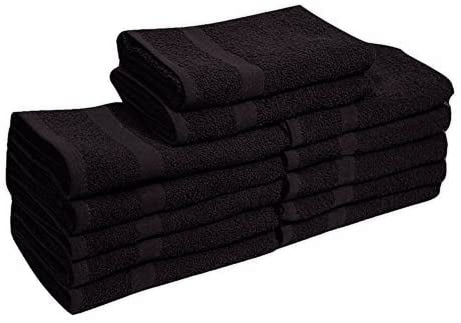 EOM Towels Bleach Safe 100% Cotton Ringspun Vat Dyed Hand Towels Size 16" X 28" 12 Pack Great for Salon, Gym and Home use. (Black)