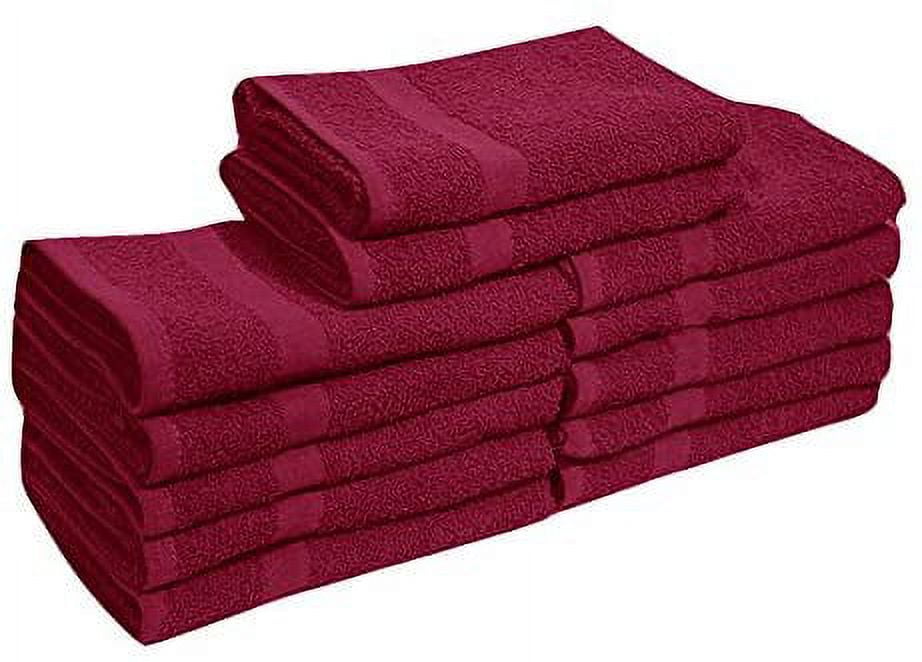 EOM Towels Bleach Safe 100% Cotton Ringspun Vat Dyed Hand Towels Size 16" X 28" 12 Pack Great for Salon, Gym and Home use. (Burgundy)
