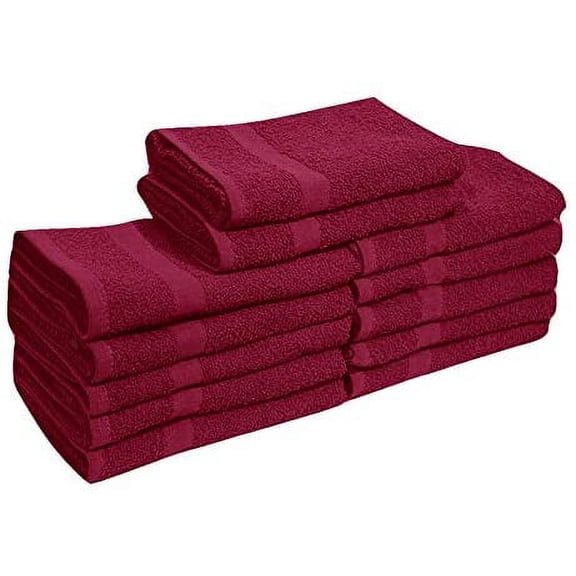 EOM Towels Bleach Safe 100% Cotton Ringspun Vat Dyed Hand Towels Size 16" X 28" 12 Pack Great for Salon, Gym and Home use. (Burgundy)
