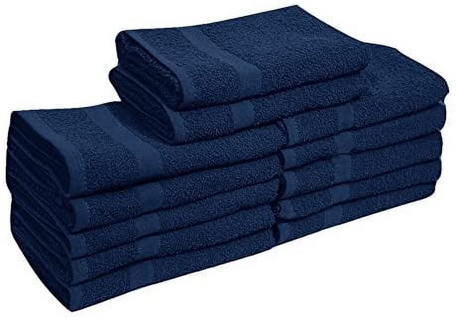 EOM Towels Bleach Safe 100% Cotton Ringspun Vat Dyed Hand Towels Size 16" X 28" 12 Pack Great for Salon, Gym and Home use. (Dark Blue)