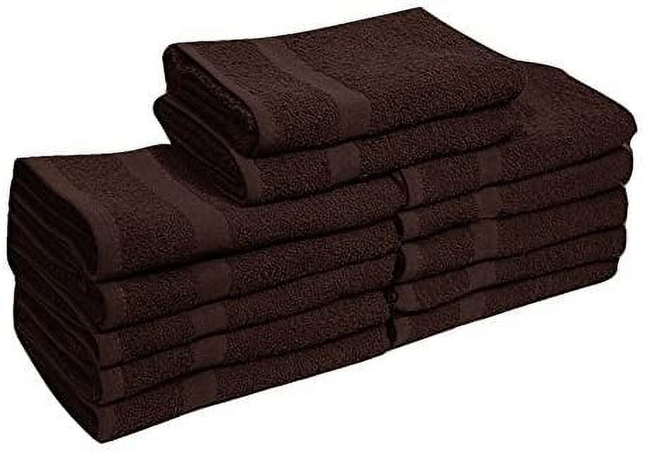 EOM Towels Bleach Safe 100% Cotton Ringspun Vat Dyed Hand Towels Size 16" X 28" 12 Pack Great for Salon, Gym and Home use. (Dark Brown)