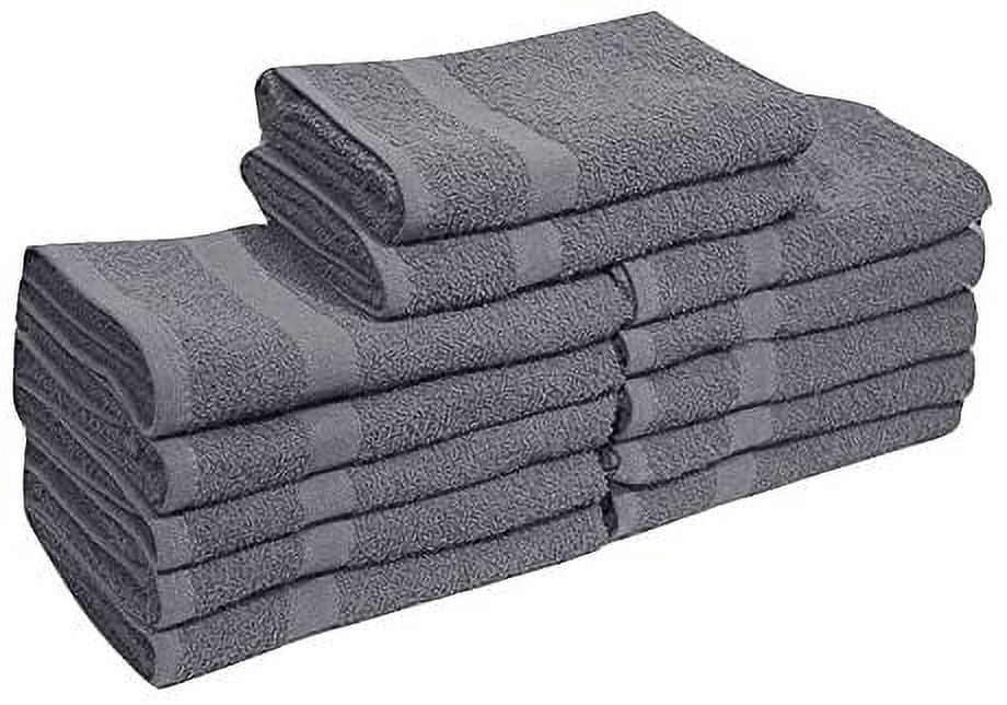 EOM Towels Bleach Safe 100% Cotton Ringspun Vat Dyed Hand Towels Size 16" X 28" 12 Pack Great for Salon, Gym and Home use. (Silver)