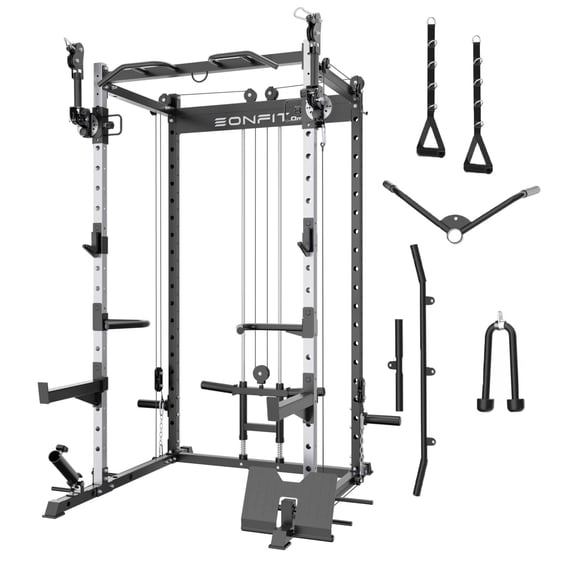 Power Squat Rack EONFITOmni Squat Cage Power Rack, Cable Crossover Pulley System ...