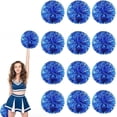 thumbnail image 1 of EONQY 12 Pcs Cheerleading Pom Poms Cheerleader Squad Spirited Fun Pompoms 10 Inch Metallic Foil Cheer Pom Poms with Handle Flowers for Sport Team Dance Party, 1 of 6