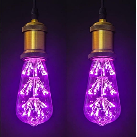 EONQY 2 Pack Vintage Edison Bulb, E27 220V 3W LED Decorative Light Bulbs, Copper Wire Firework Light Bulb, Retro Starry Light Bulb for Party Home Christmas