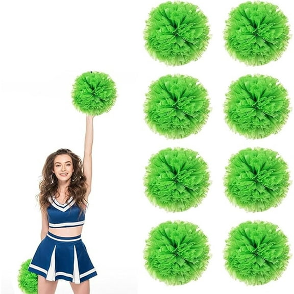 EONQY 8 Pcs Cheerleading Pom Poms Cheerleader Squad Spirited Fun Pompoms 10 Inch Metallic Foil Cheer Pom Poms with Handle Flowers for Sport Team Dance Party