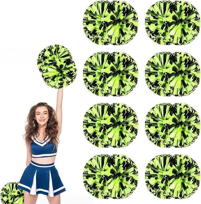 EONQY 8 Pcs Cheerleading Pom Poms with Baton Handle Cheering Squad Hand Flower for Adults Team Spirit Sports Game Dancing Party