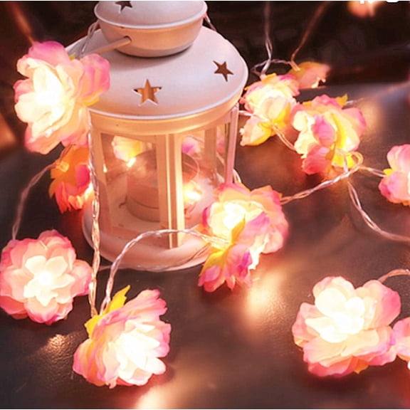 EONQY Artificial Flowers Garland String Lights, LED Flowers Light Battery Operated Fairy String Lights for Christmas Wedding Birthday Home Party Decoration