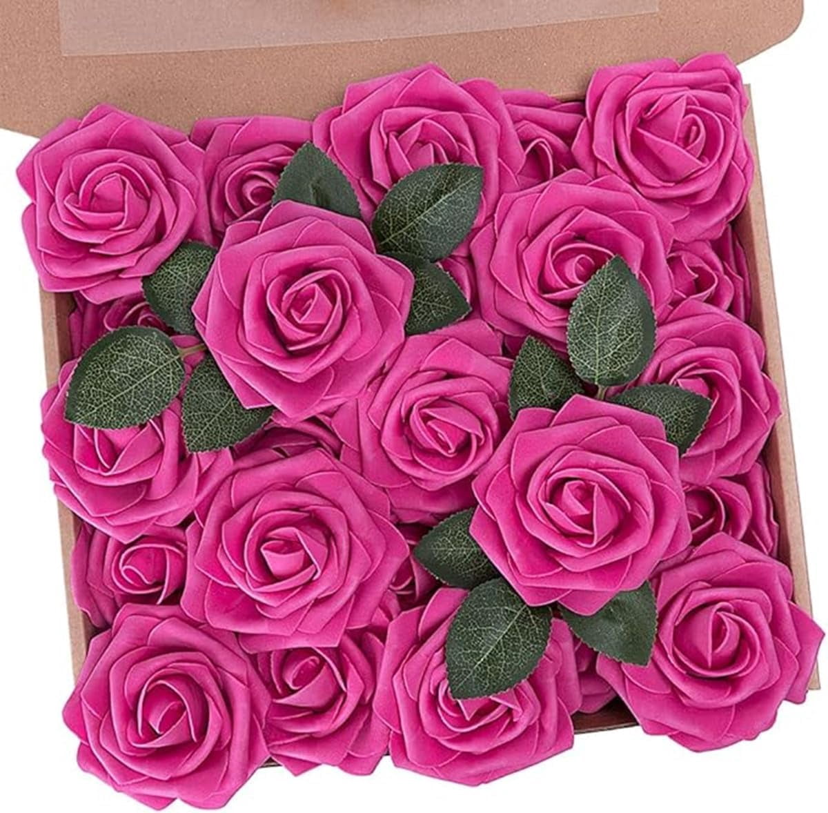 Fake Roses Gift EONQY Artificial Flowers Roses, Artificial Rose Box Real Touch Fake ...