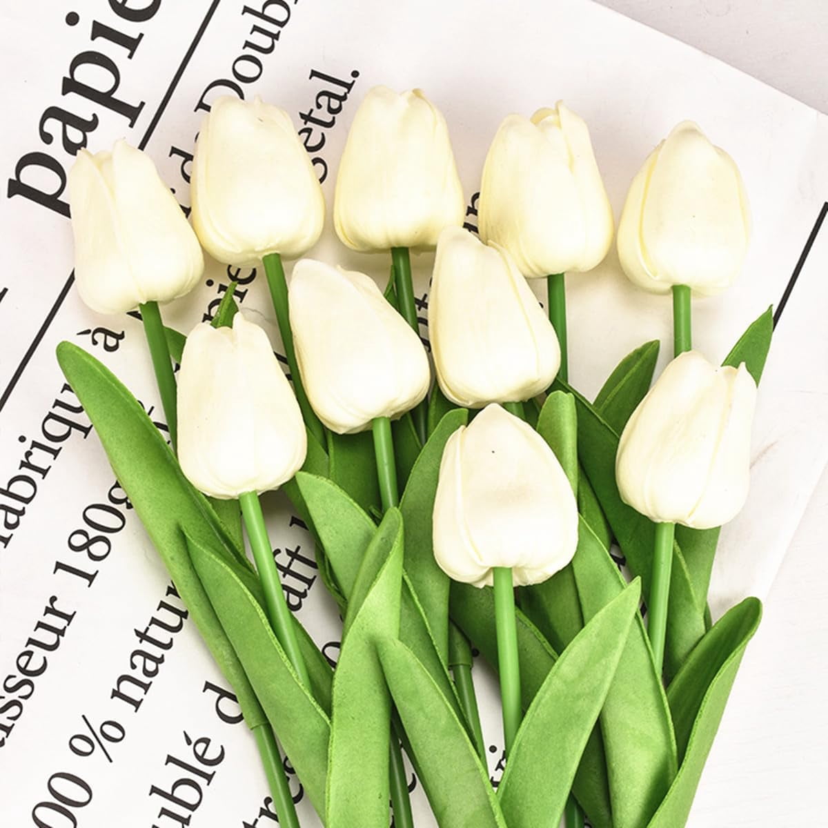 EONQY Artificial Tulips Flowers Fake Flowers, 20 Faux Flower Tulips Bouquets for DIY Wedding Home Garden Hotel Party Office Decoration