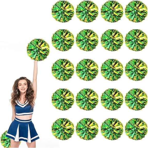EONQY Cheerleading Pom Poms, 20 Pack Cheerleader Pom poms with Baton Handle, Cheering Squad Pompoms for School Dance Sports Team Spirit (Black)