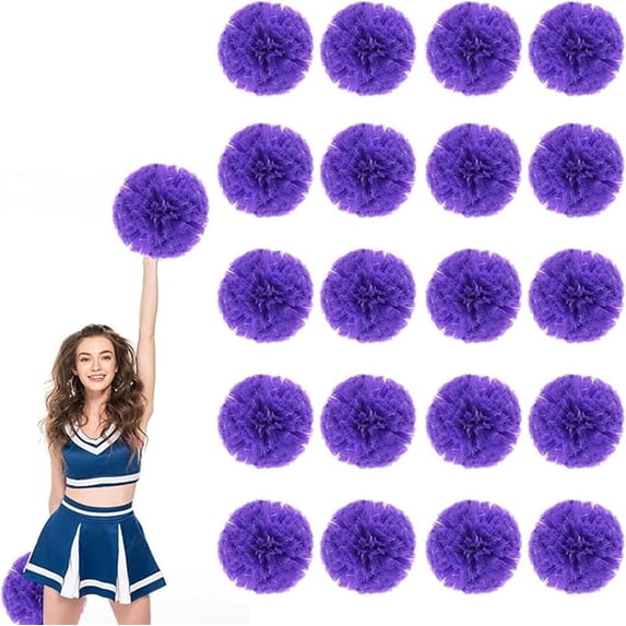 EONQY Cheerleading Pom Poms, 20 Pack Cheerleader Pom poms with Baton Handle, Cheering Squad Pompoms for School Dance Sports Team Spirit (Black)