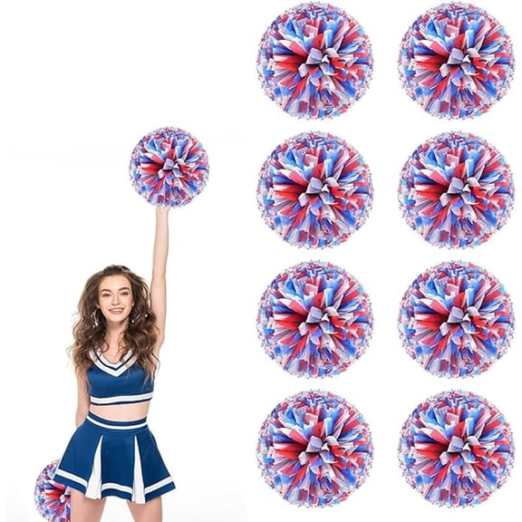 EONQY Cheerleading Pom Poms, 8 Pack Cheerleader Pom poms with Baton Handle, Cheering Squad Pompoms for School Dance Sports Team Spirit (Black)