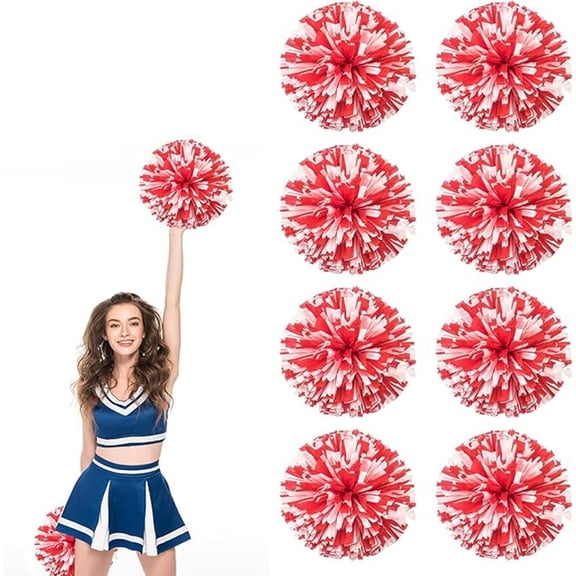 EONQY Cheerleading Pom Poms, 8 Pack Cheerleader Pom poms with Baton Handle, Cheering Squad Pompoms for School Dance Sports Team Spirit (Black)