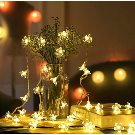 EONQY Cherry Blossom Flower String Lights, Fairy Lights Cherry Blossom Lights Battery Operated Decorative Lights for Bedroom Decoration