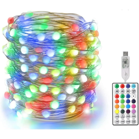 EONQY Christmas String Lights, 16 Colour Changing LED Fairy String Lights USB Powered Waterproof Copper Wire String Lights for Outdoor Indoor Garden