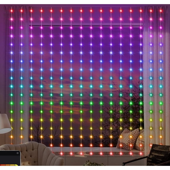 EONQY Curtain Lights, Curtain Fairy Lights Remote Control and APP Control, Fairy Lights Curtain Indoor for Background Terrace Bedroom