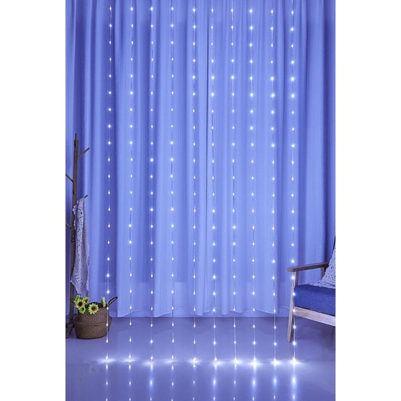 EONQY Curtain Lights, LED Window Fairy String Lights USB PVC Wire 8 Modes Waterfall Garden String Lights Waterproof for Bedroom, Party, Wedding