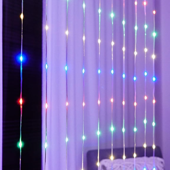 EONQY Curtain Lights, LED Window Fairy String Lights USB PVC Wire 8 Modes Waterfall Garden String Lights Waterproof for Bedroom, Party, Wedding